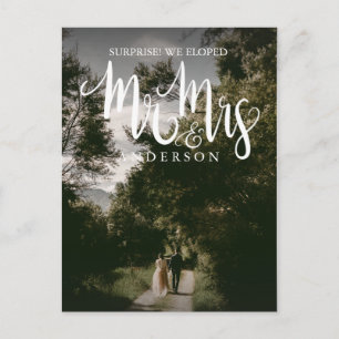 Calligraphy, Bröllop Announcement Elopement Vykort