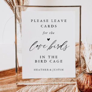 Calligraphy Bröllop Bird Cage Bröllopskort-tecken Poster