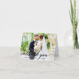 Calligraphy Bröllop Bride Groom Photo B Note Tack Kort