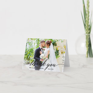 Calligraphy Bröllop Bride Groom Photo B Note Tack Kort