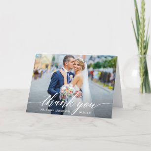 Calligraphy Bröllop Bride Groom Photo W Fold Tack Kort