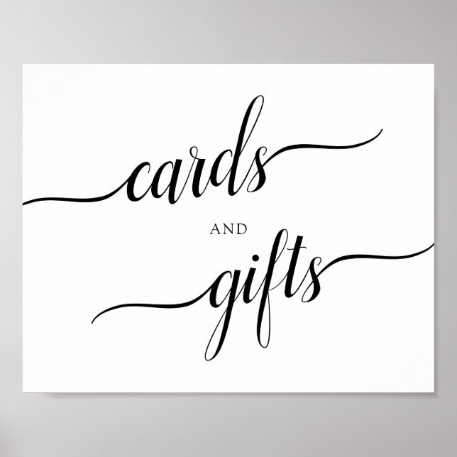 Calligraphy Bröllop ’Cards and Gifts’ Sign Poster (Framsidan)