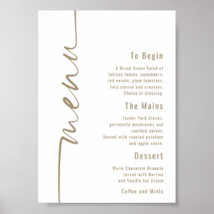 Calligraphy Bröllop Champagne Guld Menu Poster