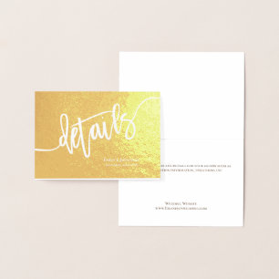 Calligraphy Bröllop Details-inneslutning Guld Folierat Kort