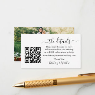 Calligraphy Bröllop Details-webbplats QR-foto Tilläggskort