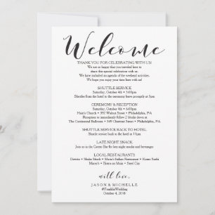 Calligraphy Bröllop Itinerary - Bröllop Welcome Inbjudningar