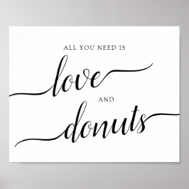 Calligraphy Bröllop ’Kärlek and Donuts’ Sign Poster