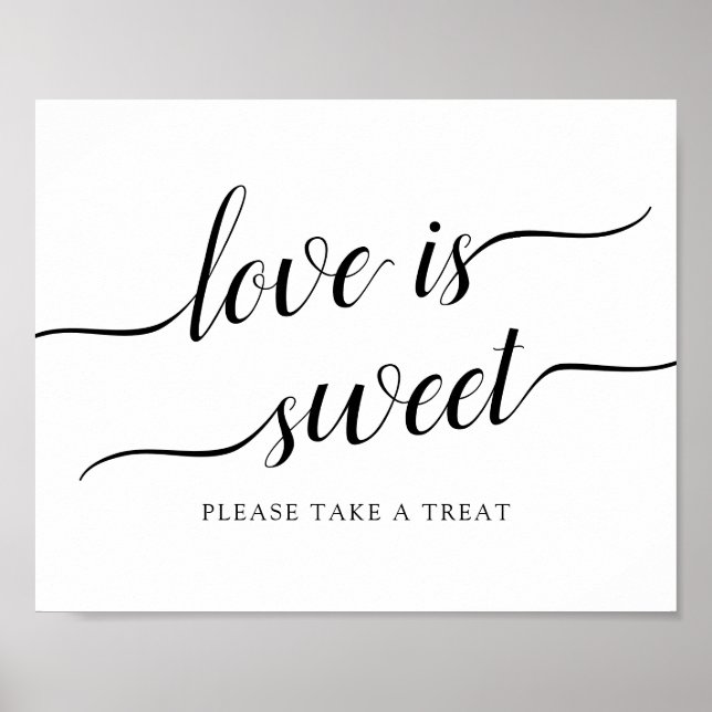 Calligraphy Bröllop ’Kärlek is Sweet’ Sign Poster (Framsidan)