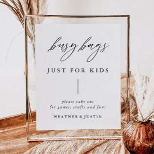 Calligraphy Bröllop Kids Busy Bag-tecken Poster