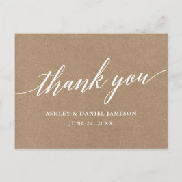 Calligraphy Bröllop Kraft Tack vykort