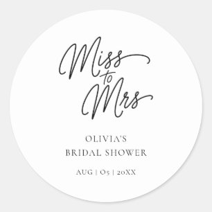 Calligraphy Bröllop Miss till Mrs Möhippa Runt Klistermärke