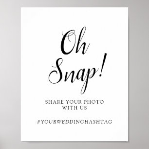 Calligraphy Bröllop "Oh Snap!" Signera Poster