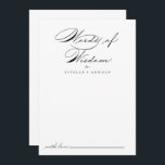 Calligraphy Bröllop Ord of Wisdom Advice Card Rådkort<br><div class="desc">Detta kalligrafi av bröllop ord av visdomskort är perfekt för ett bröllop i Österrike. Den enkla och snyggt designen har skript av typen klassisk och finare i svartvitt. De här korten är perfekter för bröllop, möhippa, babydusch, studentfest och mycket mer. Anpassa korten med namn från bruden och brudgummen, blivande föräldrar...</div>