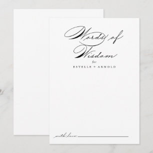 Calligraphy Bröllop Ord of Wisdom Advice Card Rådkort