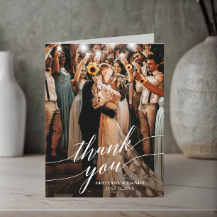 Calligraphy Bröllop Photo Script Overlay Note Tack Kort