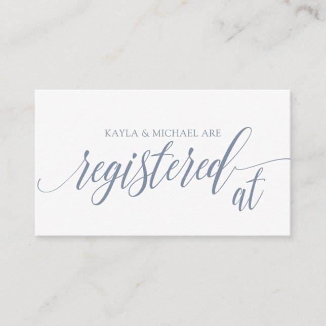 Calligraphy Bröllop Registry Cards - Dusty Blue Tilläggskort (Framsida)