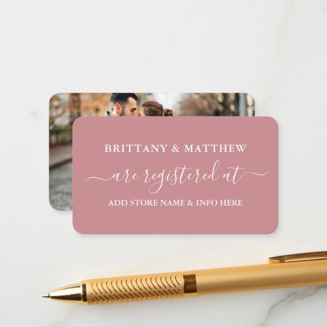 Calligraphy Bröllop Registry Photo Dusty Ro Tilläggskort (Fram/Back In Situ)