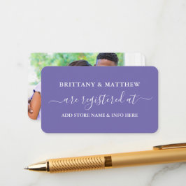 Calligraphy Bröllop Registry Photo Periwinkle Tilläggskort