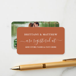 Calligraphy Bröllop Registry Photo Terracotta Tilläggskort