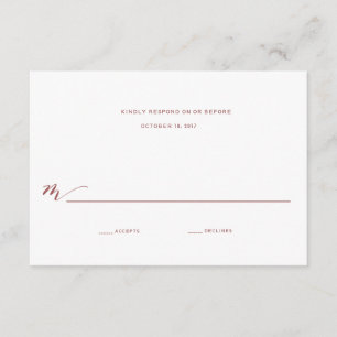 Calligraphy Bröllop Reply Burgundy Marsala OSA Kort