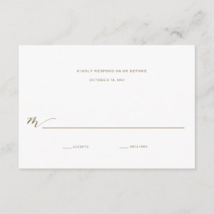 Calligraphy Bröllop Reply GULD OSA Kort