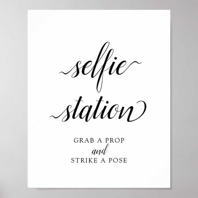 Calligraphy Bröllop ’Selfie Station’ Sign Poster (Framsidan)