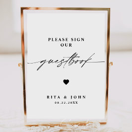 Calligraphy Bröllop, skriv under vårt Guestbook-te Poster