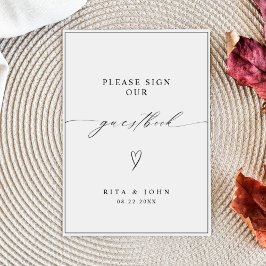 Calligraphy Bröllop, skriv under vårt Guestbook-te Poster