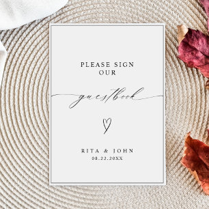 Calligraphy Bröllop, skriv under vårt Guestbook-te Poster