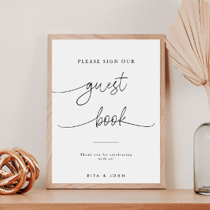 Calligraphy Bröllop, skriv under vårt Guestbook-te Poster