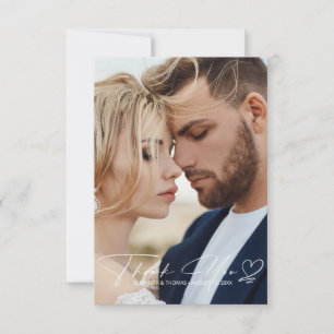 Calligraphy Bröllop Tack Dusty Blue ID771 Kort