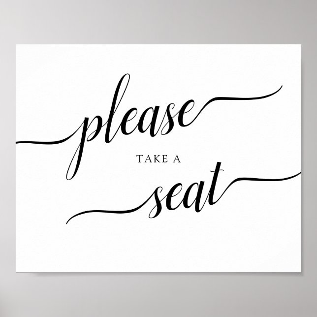 Calligraphy Bröllop "Take a Seat"-skylt Poster (Framsidan)