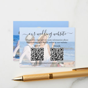 Calligraphy Bröllop webbplats 2 QR Overlay Photo Tilläggskort