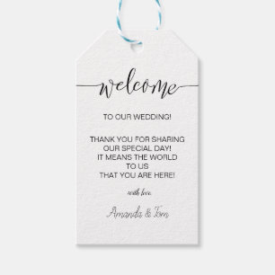 Calligraphy Bröllop Welcome Gift Märkres Presentetikett