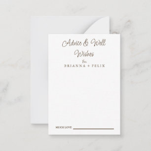 Calligraphy Bröllop well Önskemål & Advice Card Rådkort