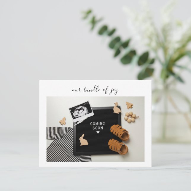 Calligraphy Bundle of Joy Baby Announcement Card Tack Kort (Stående Fram)