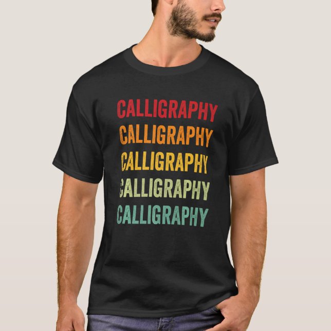 Calligraphy Calligraphy Hobbyist Rainbow T Shirt (Framsida)