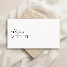 Calligraphy Chic Girly Minimalist White Visitkort