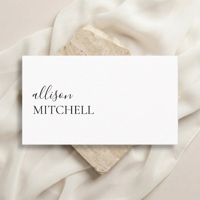 Calligraphy Chic Girly Minimalist White Visitkort (Skapare uppladdad)
