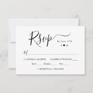 Calligraphy Chic Script Monogram Wedding RSVP OSA Kort