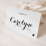 Calligraphy Chicken Meal Choal Bröllop Place Card Bordsnummer<br><div class="desc">Öka din bröllopsmottagning med våra vackra, anpassade bröllop-platskort, designade för att göra din speciella dag mer personlig. De har modern svart kalligrafi och hjärtaccent. Lägg till gästernas namn, måltidsalternativet, bröllop-datum eller ett speciellt budskap. Omvandla din mottagning bord till en fantastisk visning av personanpassning och kärlek med våra moderna platskort. Perfekt...</div>