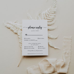 Calligraphy Classic Bröllop Menu Choice Reply OSA Kort