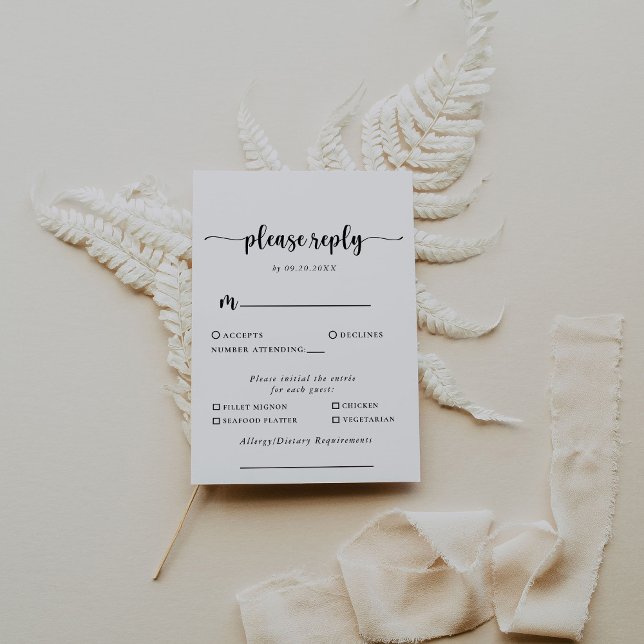 Calligraphy Classic Bröllop Menu Choice Reply OSA Kort (Skapare uppladdad)