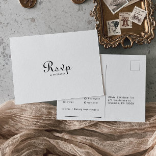 Calligraphy Classic Bröllop Menu Choice Reply Vykort