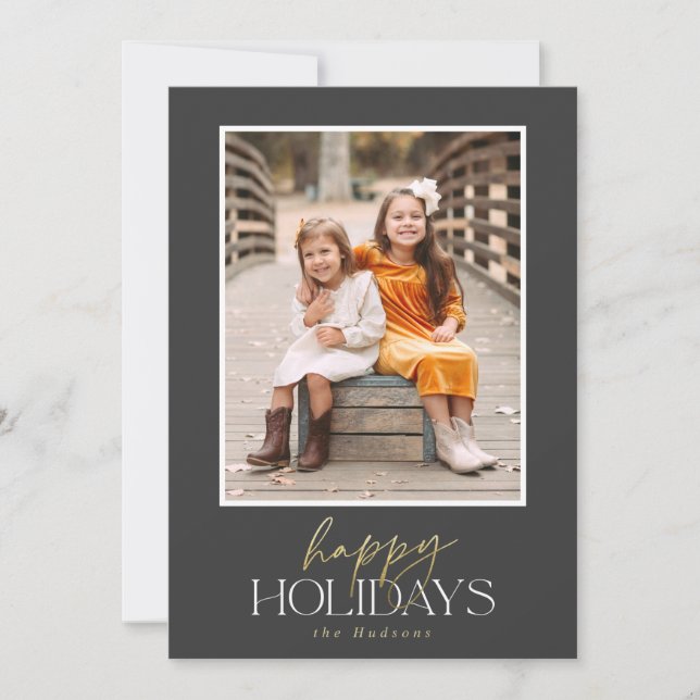 Calligraphy Collage med Helgdagar för Guld-skript  Julkort (Framsida)