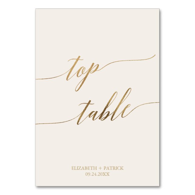 Calligraphy Cream Top Bord elegant Bordsnummer (Framsidan)