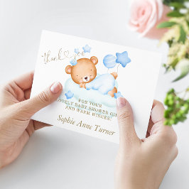 Calligraphy Cute Nalle Boy Shower Calligraphy Tack Kort