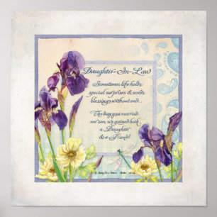 Calligraphy Dikt Dotter in Law Iris Watercolor Poster