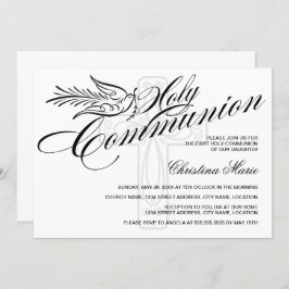 Calligraphy Dove and Kor First Heliga Communion Inbjudningar