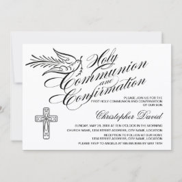 Calligraphy Dove Heliga Communion and Confirmation Inbjudningar